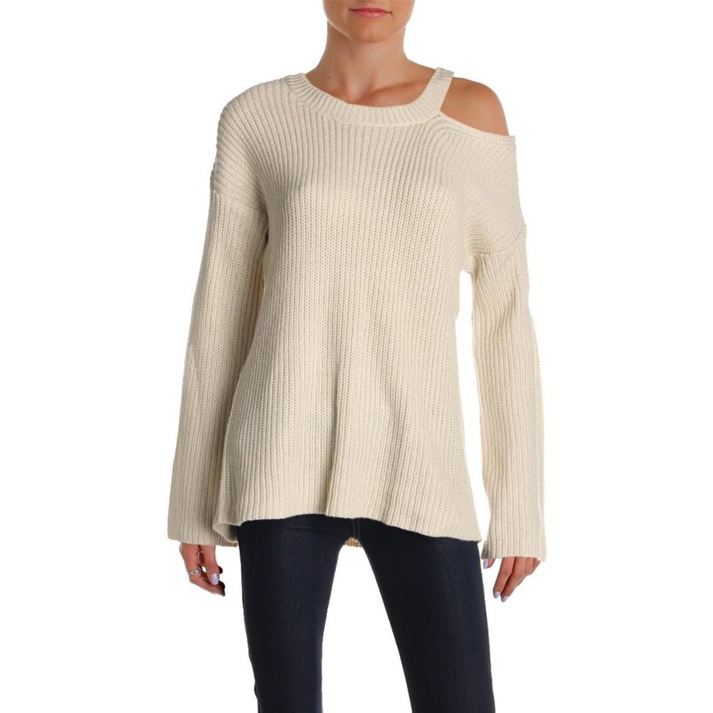 Aqua Ribbed Shoulder Cutout Sweater - Picture 5 of 5
